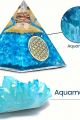 Akuamarin ve Safir Lotus Yaşam Çiçeği Orgone Piramit