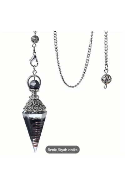 Siyah Oniks ve Bakır Alaşımlı Mistik Sarkaç