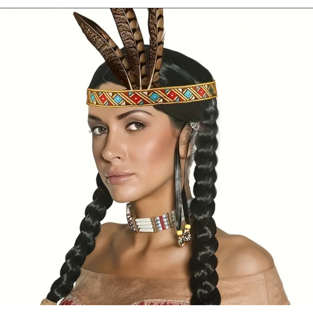 Kızılderili Tacı – Kartal Tüylü Motifli Alın Bandı