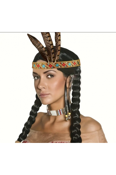 Kızılderili Tacı – Kartal Tüylü Motifli Alın Bandı