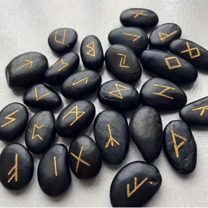 Antik Rune Taşları 25 Adet Özel Kılıf Keseli