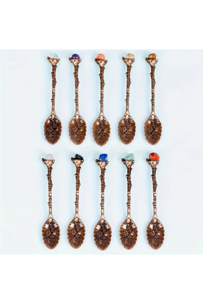 Mistik Antik Tarz Doğal Taşlı Çay Kaşığı 10 Parça