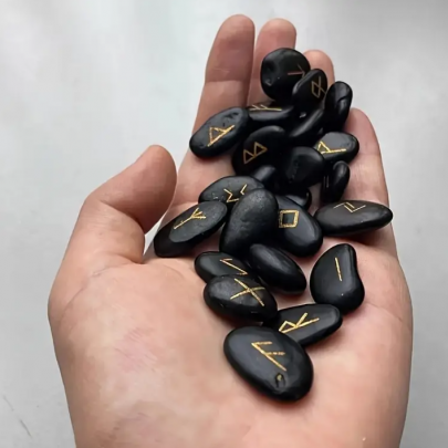 Antik Rune Taşları 25 Adet Özel Kılıf Keseli