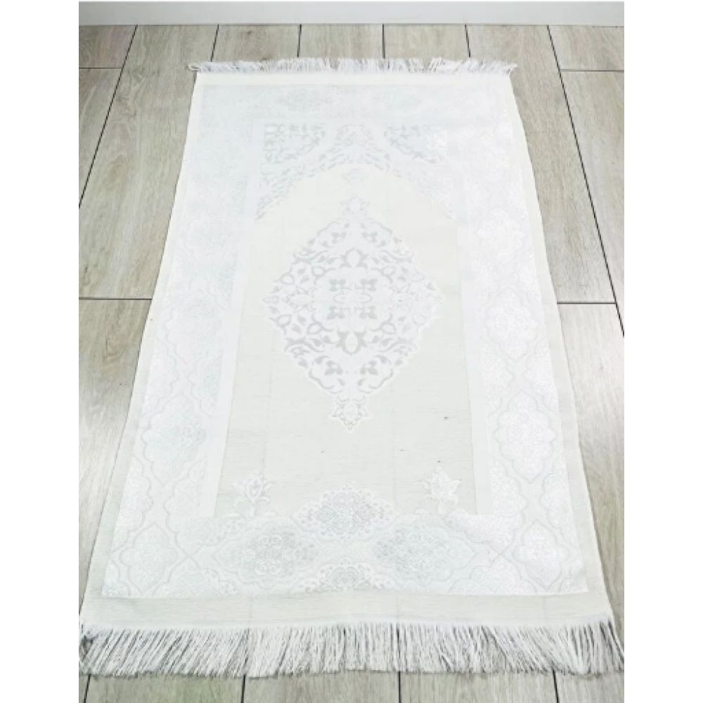 Pamuklu Beyaz Namaz Seccadesi