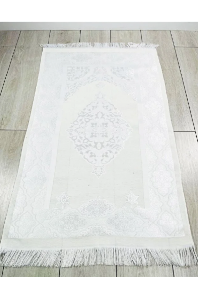 Pamuklu Beyaz Namaz Seccadesi