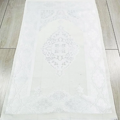 Pamuklu Beyaz Namaz Seccadesi