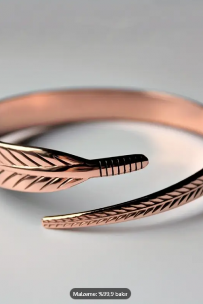 Bakır Bileklik 100 Doğal Saf Tüy Detaylı Bakır Bileklik 100 Doğal Saf Tüy Detaylı