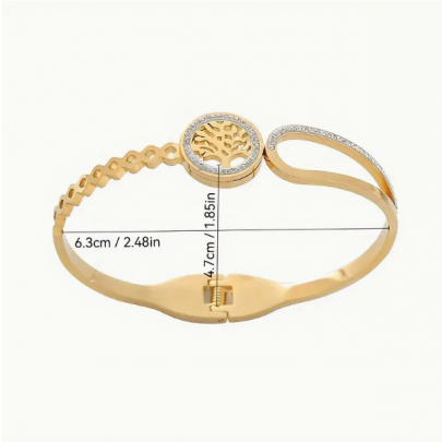 Zümrütlerle Şık Paslanmaz Çelik Yaşam Ağacı Bilekliği Zümrütlerle Şık Paslanmaz Çelik Yaşam Ağacı Bilekliği