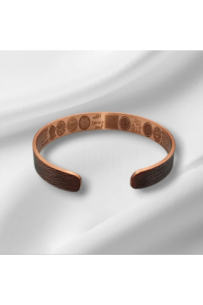 Çizgi Desenli Dualı Bakır Bileklik