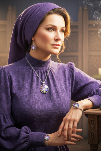 4 parça yaşam çiçeği kolye, küpe, bileklik takı seti. 4 parça yaşam çiçeği kolye, küpe, bileklik takı seti.