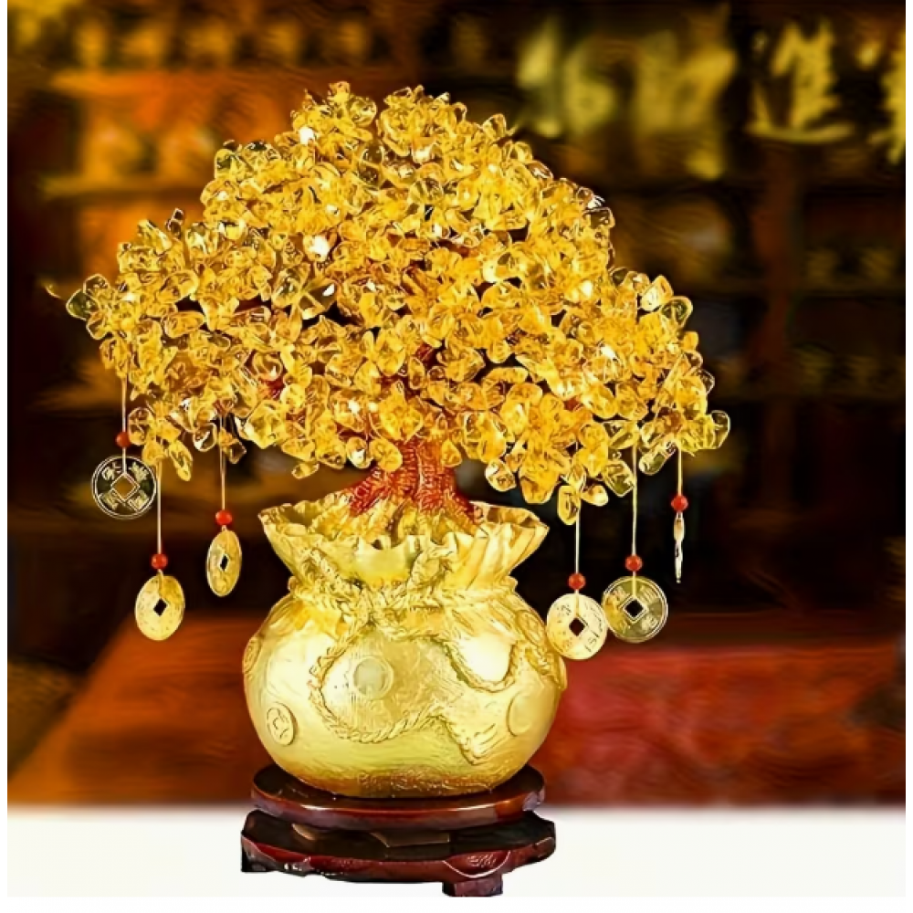 Para Ağacı 7 Parça Doğal Sarı Şans Bereket Ağacı Seti Biblo