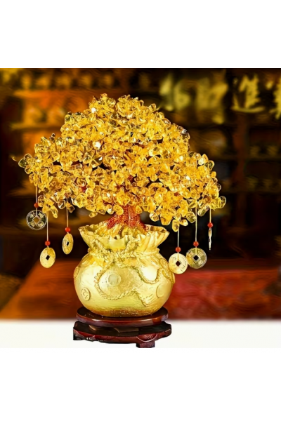 Para Ağacı 7 Parça Doğal Sarı Şans Bereket Ağacı Seti Biblo