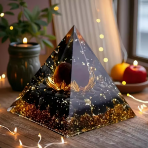 Siyah Obsidyen Kristal Piramit Kaplan Gözü Taşı 
