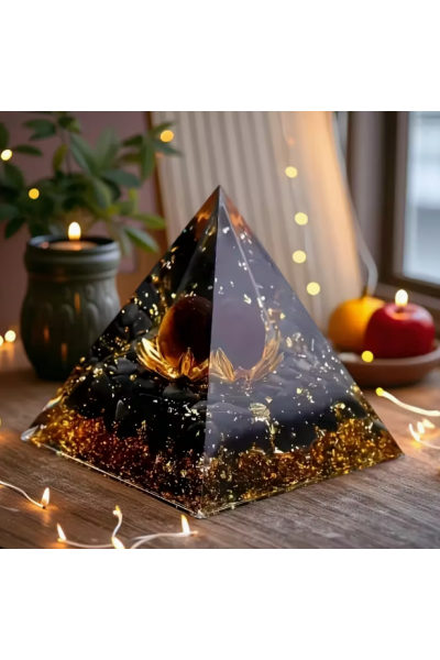 Siyah Obsidyen Kristal Piramit Kaplan Gözü Taşı 