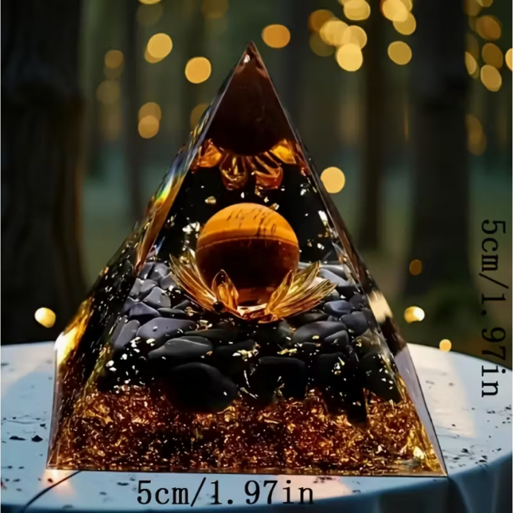 Siyah Obsidyen Kristal Piramit Kaplan Gözü Taşı