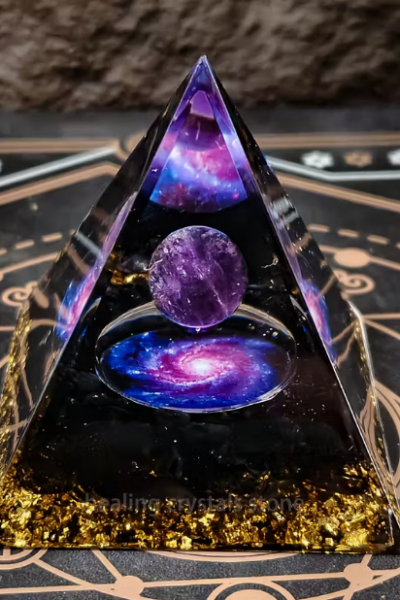 Orgon Bakır Vorteks Ametist Kristal Piramit