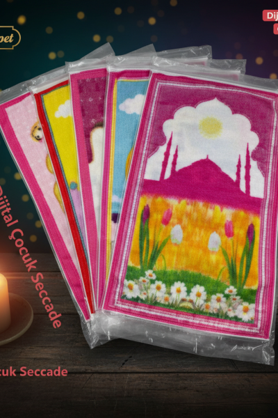 Dijital Baskılı Renkli Çocuk Seccadesi Dijital Baskılı Renkli Çocuk Seccadesi