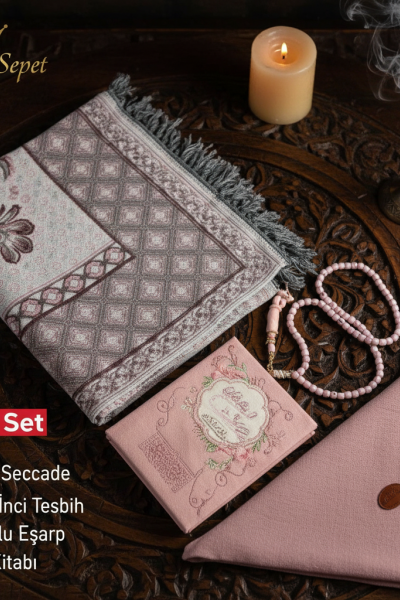 4'lü Ekonomık Set Goblen Seccade-Plastik İnci Tesbih-Yasin Kitabı-Pamuklu Eşarp 4'lü Ekonomık Set Goblen Seccade-Plastik İnci Tesbih-Yasin Kitabı-Pamuklu Eşarp