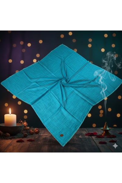Flamlı Pamuk Eşarp Turkuaz – %100 Kesik Kumaş, Kaymaz Soft Doku (100x100 cm)