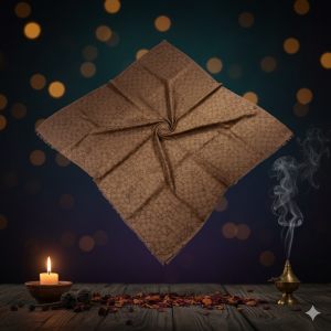 Desenli Pamuk Eşarp Koyu Kahve Soft Doku (100x100 cm)