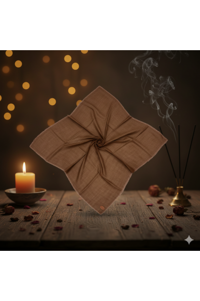 Flamlı Pamuk Eşarp Kahve – %100 Kesik Kumaş, Kaymaz Soft Doku (100x100 cm)