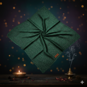 Desenli Pamuk Eşarp Haki Soft Doku (100x100 cm)