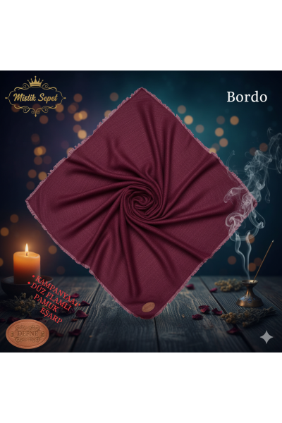 Flamlı Pamuk Eşarp Bordo – %100 Kesik Kumaş, Kaymaz Soft Doku (100x100 cm) Flamlı Pamuk Eşarp Bordo – %100 Kesik Kumaş, Kaymaz Soft Doku (100x100 cm)