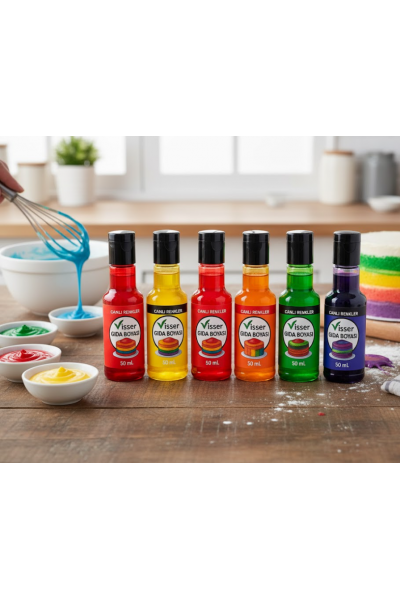 6'LI SET SIVI GIDA BOYASI 50ML %100 SAF DOĞAL İÇERİK 6'LI SET SIVI GIDA BOYASI 50ML %100 SAF DOĞAL İÇERİK