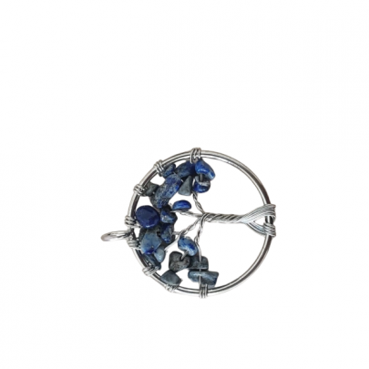 Lapus Lazuli Doğal Kırık Taşlar El Dokuma Yaşam Ağacı Kristal Kolye