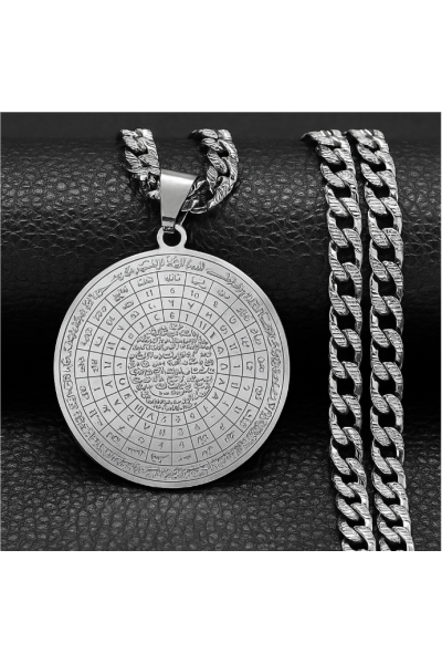 Cennet'ül Esma Tılsımlı, Gümüş Kaplama Rengi,Çelik Kolye Cennet'ül Esma Tılsımlı, Gümüş Kaplama Rengi,Çelik Kolye