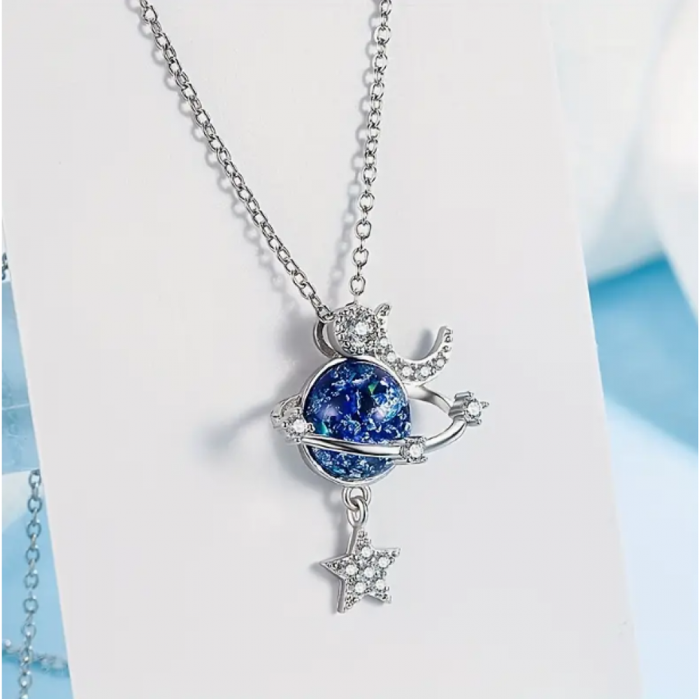 Zincirli Derin Ay & Yıldız Uçlu Gezegen Kolye
