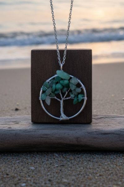 Aventurin Doğal Kırık Taşlar El Dokuma Yaşam Ağacı Kristal Kolye Aventurin Doğal Kırık Taşlar El Dokuma Yaşam Ağacı Kristal Kolye
