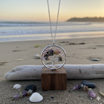 TURMALİN Doğal Kırık Taşlar El Dokuma Yaşam Ağacı Kristal Kolye TURMALİN Doğal Kırık Taşlar El Dokuma Yaşam Ağacı Kristal Kolye