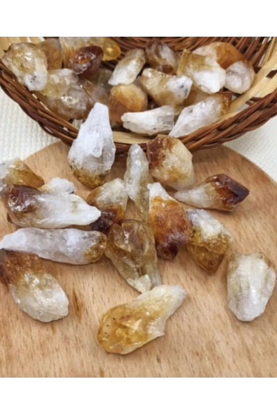  Işlenmemiş Ham Doğal Sitrin Taşı ( Bolluk Ve Bereket Taşı ) 5 Parça