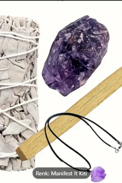 Adaçayı, Ametist Taşı, Palo Santo Tütsü ve Ametist Kolye Seti Adaçayı, Ametist Taşı, Palo Santo Tütsü ve Ametist Kolye Seti