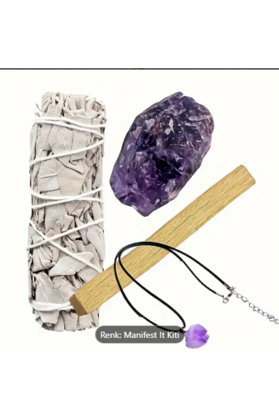 Adaçayı, Ametist Taşı, Palo Santo Tütsü ve Ametist Kolye Seti Adaçayı, Ametist Taşı, Palo Santo Tütsü ve Ametist Kolye Seti