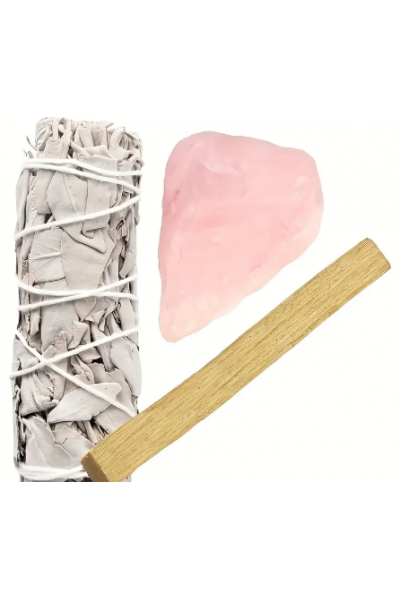 Adaçayı, Gül Kuvars Taşı ve Palo Santo Tütsü Seti Adaçayı, Gül Kuvars Taşı ve Palo Santo Tütsü Seti