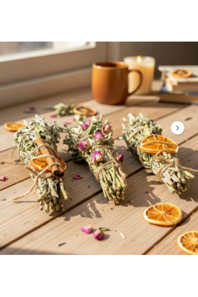 3’lü Aşk, Enerji ve Arınma Ritüel Seti – Adaçayı Tütsü & Tomurcuk Güllü