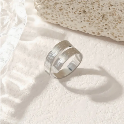 Nazar Ayeti Altın Rengi Çelik Yüzük (Ayarlanabilir)