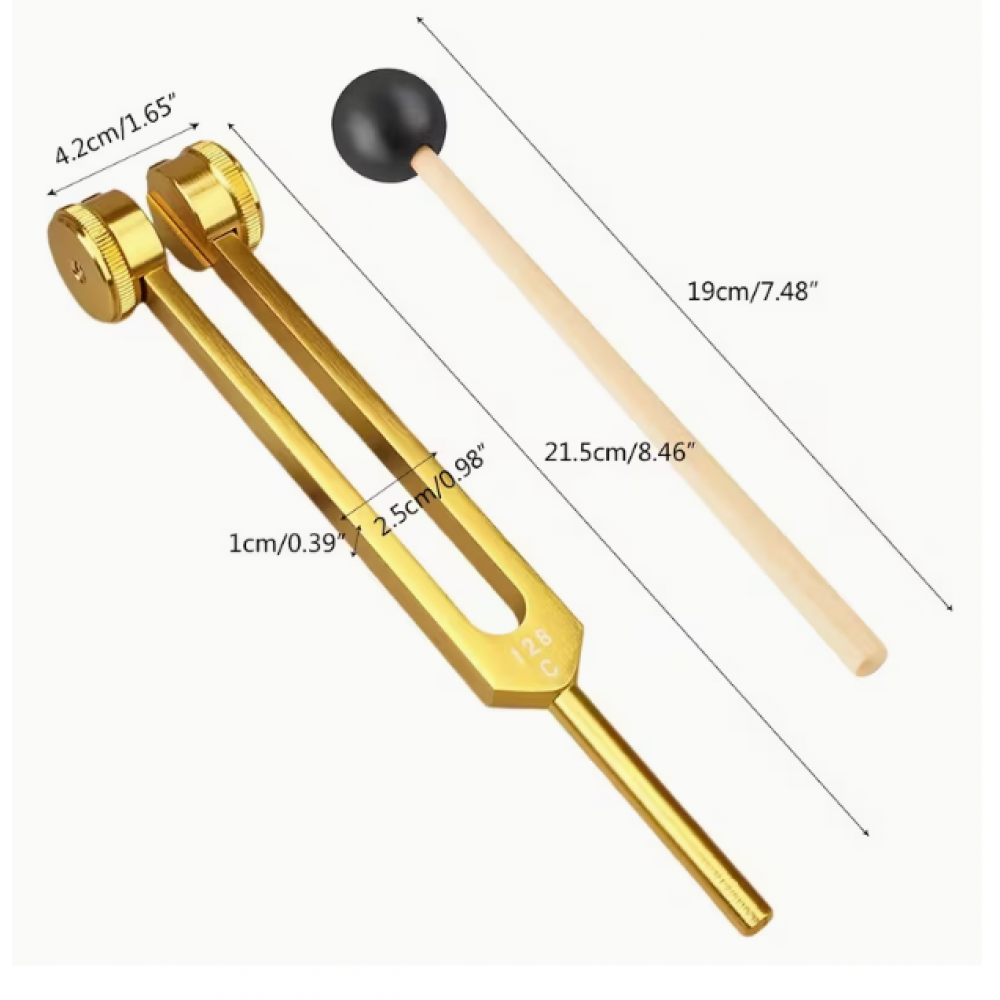 256 Hz Premium Alüminyum Altın Akort Çatalı ve Çakra Topu Seti 