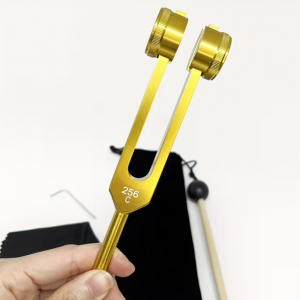 256 Hz Premium Alüminyum Altın Akort Çatalı ve Çakra Topu Seti 