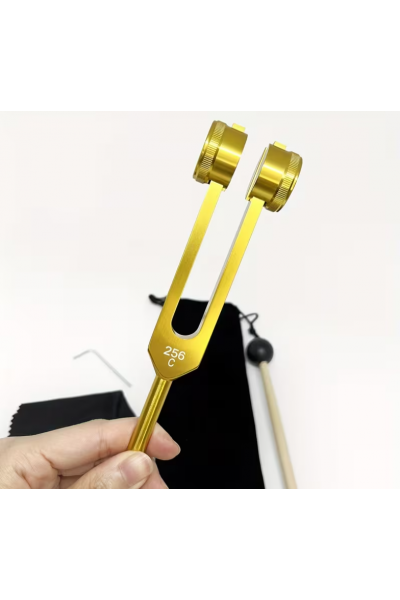 256 Hz Premium Alüminyum Altın Akort Çatalı ve Çakra Topu Seti 