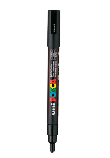 Siyah Uni-Ball Posca 0.9-1.3 Siyah Su Bazlı Poster Markör Kalem 03479 PC-3M